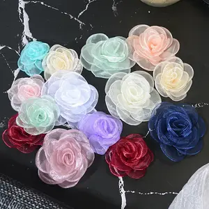 Flor de fio rosa para 6.5cm de diâmetro, material artesanal DIY delicado, acessórios para roupas e flores, acessórios de cabelo