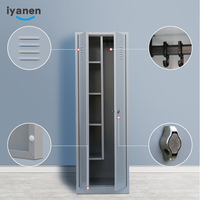 Verrouillable extérieur balai meuble de rangement 2 portes 4 étagères outil de jardin patio en acier en métal armoire casier de nettoyage