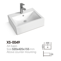 YIDA Produit populaire Céramique blanche Bassin d'art Fabricant de céramique Évier de table en porcelaine Lavabo de salle de bains en forme de rectangle