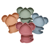 Assiette bébé Pudyroll en silicone de qualité alimentaire avec design à ventouse divisé pour une alimentation facile