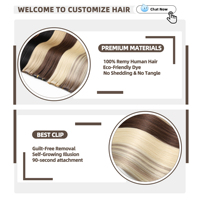 Extensions de cheveux 100% Remy naturels pour cheveux fins et fragiles, faciles à poser, double épaisseur, 22 pouces, tête complète, gris argenté, avec trame en PU, à clipser