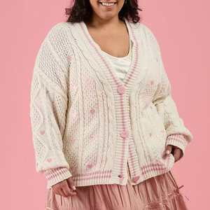 Cárdigan con cuello en V personalizado para mujer suéter con bordado de corazón Rosa álbum de amantes Rosa cárdigan suéter cárdigan con ventilador de <span class=keywords><strong>Taylor</strong></span> - Product Image 4