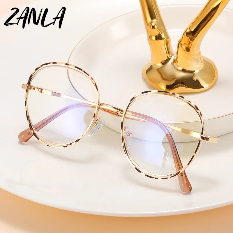 Montatura per occhiali alla moda occhiali da vista ottici in metallo rotondi Vintage da donna occhiali con lenti trasparenti trasparenti occhiali da vista Nerd Geek Circle