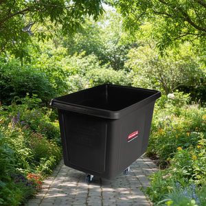 Contenitore rettangolare in plastica da 400 litri nero con ruote per uso esterno - Product Image 3