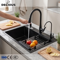 Robinet de cuisine moderne carré en acier inoxydable, fait main, grande taille, triple, écologique, nano-polissé, intégré, pour comptoir, OEM