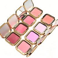 Palette de fard à joues en poudre gaufrée couleur unique de marque de luxe, pigment minéral longue tenue, fini scintillant et mat, maquillage blush