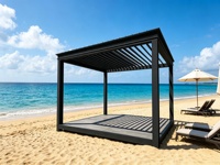 Pergola bioclimatique motorisée en aluminium avec toit à lames orientables, imperméable, pour jardin, patio, extérieur