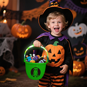 Seau citrouille LED viral TikTok, panier à bonbons phosphorescent, poignée lumineuse néon RGB, seau <span class=keywords><strong>Jack</strong></span> <span class=keywords><strong>O</strong></span>'Lantern pour fête d'Halloween, vente en gros - Product Image 2