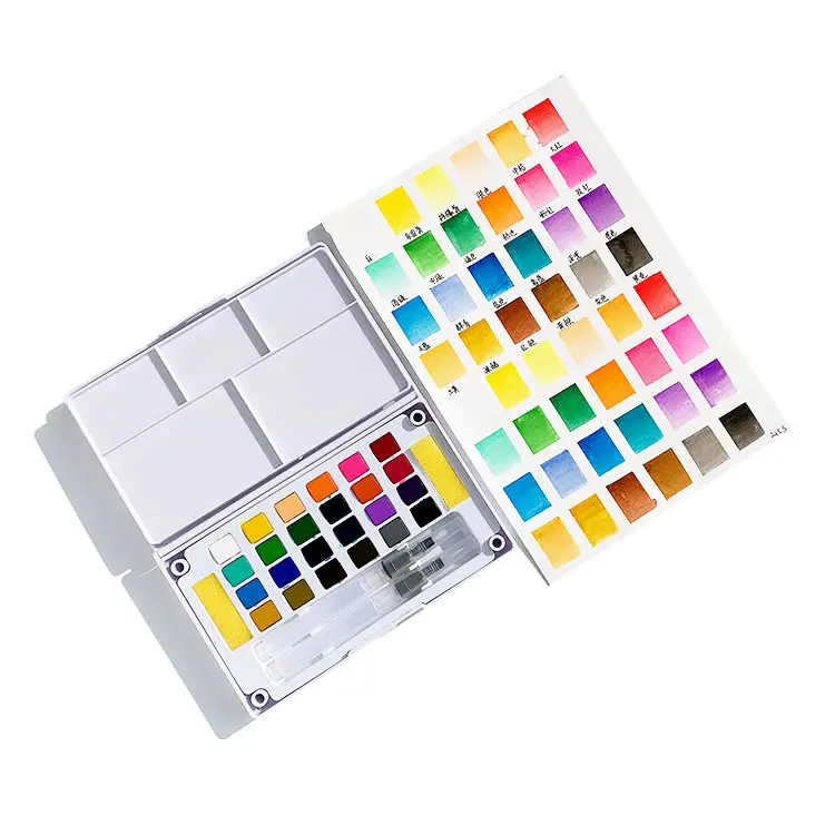 12 24 36 48 cores Artista Tintas Aquarela Pigmento Bolo Meia Panelas Portátil Dobrável Caixa de Lata Pintura Da Cor Da Água Sólida conjunto Kit