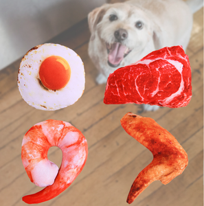 Toptan tuval simülasyon tavuk bacaklar sebze meyve köpek oyuncaklar peluş interaktif gıcırtılı yumuşak köpek dolması oyuncaklar