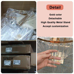 Grand cercle de mariage rectangulaire brillant et lisse, décoration de mariage, cristal doré, 5 niveaux, centre de table floral métallique avec bases - Product Image 5