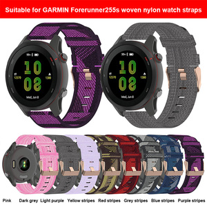 BEEFLYPOWER Bracelet de remplacement élégant et classique en nylon de style sportif pour montre connectée <span class=keywords><strong>Garmin</strong></span> Forerunner 265 - Product Image 2
