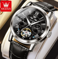   Montres mécaniques automatiques originales 6668, aiguilles lumineuses, étanches, calendrier, tourbillon, montre-bracelet pour hommes, Montre Relojes