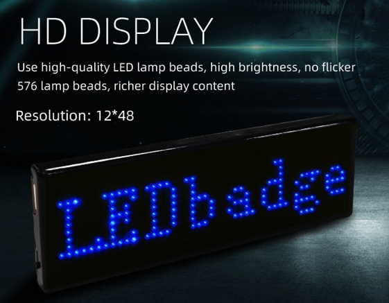 Rechargeable Digital DIY Programmable Scrolling Message Mini LED Badge 15 Display Language Red Blue and Four Colors Badge Module