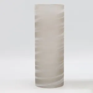 定制优雅的灰色棕色玻璃圆筒花瓶，磨砂白色螺旋图案