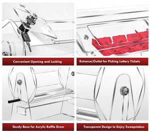 Trasparenza personalizzata scatola della lotteria in acrilico Lucite tamburo della lotteria con manico per Bingo lotteria <span class=keywords><strong>Tombola</strong></span> Home Office Party Club - Product Image 3