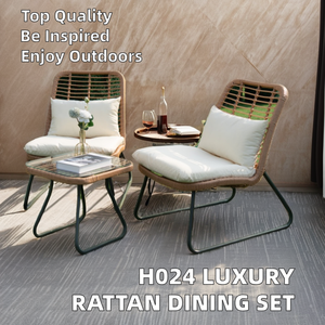 H024 Factory <span class=keywords><strong>Outlet</strong></span> Luxury Modern Leisure Garden Set Fuerte tejido a mano Silla de comedor al aire libre y mesa <span class=keywords><strong>Muebles</strong></span> de ratán - Product Image 3