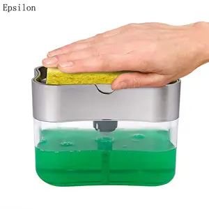 Epsilon Dispenser Sabun, Dudukan Spons 2 In 1, Dispenser Sabun Meja, Dispenser Pompa Sabun dengan Spons