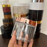 Contenants cosmétiques transparents à large ouverture de 100 ml, 200 ml, 8 oz, 300 ml, 12 oz, 500 ml, en plastique PET, avec couvercle rose doré
