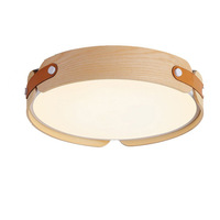 Lampu Plafon LED Akrilik Kayu Bulat Modern Skandinavia IP65 Gaya Wabi-sabi Jepang Warna Walnut untuk Kamar Tidur
