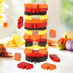 Juego de dominó de madera de Acción de Gracias Juego de equilibrio de torre de caída amigable para niños para familiares y amigos Adultos - Product Image 3