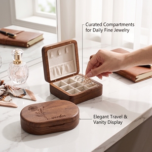 Large Capacity Solid Wood Jewellery <b>Box</b> <b>With</b> <b>Lock</b> Custom Engraved Logo Wooden <b>Jewelry</b> Organizer <b>Box</b> for Rings Earrings Necklaces - Product Image 3