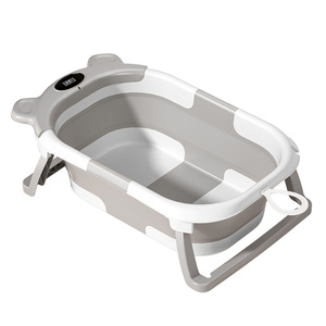 <span class=keywords><strong>Baignoire</strong></span> de voyage pour bébé en plastique avec thermomètre, siège de bain portable pour nourrisson, <span class=keywords><strong>baignoire</strong></span> pliable pour bébé - Product Image 1