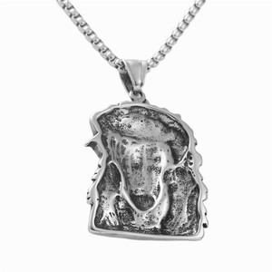 Pendentif portrait en acier inoxydable, collier pour homme, style punk rétro, bijoux de mode - Product Image 1