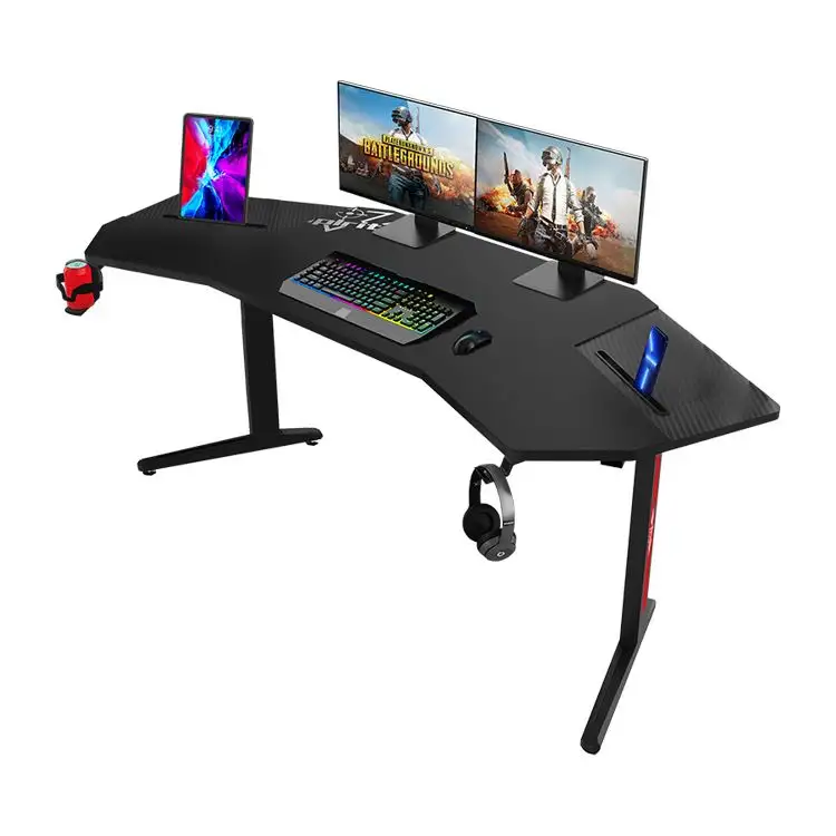 70 "grandi scrivanie da gioco RGB produttore angolo tavolo da gioco per Computer E-sport per doppio monitor scrivania da gioco per Pc nera con LED