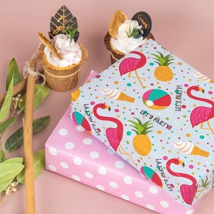 Custom Eco-Friendly Flamingo Tropical Pattern Gift <b>Wrap</b> <b>Paper</b> <b>Roll</b> 100GSM Double-Sided Coated Recyclable Art <b>Paper</b> Digital - Product Image 5