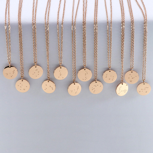 2025 <strong>Necklaces</strong> 18k Gold Plated Disc Engraved Horoscope Astrology <strong>Gemini</strong> Zodiac Sign Dainty <strong>Necklace</strong> for Women and Girls Birthday - Product Image 3