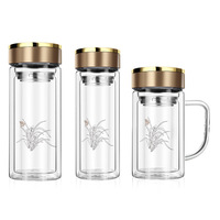 Tasse à eau en verre borosilicate avec poignée, design simple, bon pour la santé, bouteille d'eau en verre à double paroi avec filtre à thé, ml