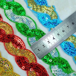 15 Y DIY traje de escenario encaje recorte lentejuelas malla étnica Organza <span class=keywords><strong>vestido</strong></span> con cuentas adornos de encaje <span class=keywords><strong>para</strong></span> ropa de noche <span class=keywords><strong>vestido</strong></span> costura - Product Image 2