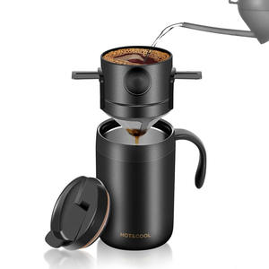 <span class=keywords><strong>Cafetière</strong></span> portable moderne en acier inoxydable de 16 oz pour le voyage, le camping, le bureau et la randonnée, avec tasse de bureau - Product Image 1