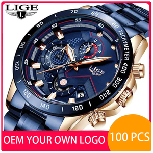<span class=keywords><strong>Reloj</strong></span> de cuarzo <span class=keywords><strong>Lige</strong></span> 9982 con logotipo personalizado para hombre, <span class=keywords><strong>reloj</strong></span> de pulsera resistente al agua con diseño de acero inoxidable de lujo para hombre - Product Image 1