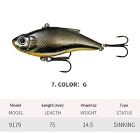 Leurres de pêche artificiels à coulure rapide 75mm/14.5g avec bille d'acier intégrée pour la pêche en mer à la traîne (VIB)