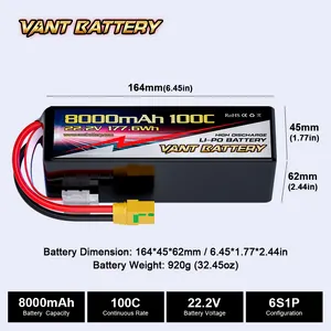 VANT FPV बैटरी ड्रोन 6s लाइपो बैटरी 22.2V/22.8V 5200/6000/7500/6500/8000/9000/10000mAh लाइपो बैटरी FPV मल्टी-एक्सिस ड्रोन के लिए
