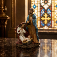 Statue en résine de famille catholique Figures peintes religieuses ornements rétro décorations créatives pour la maison histoires bibliques