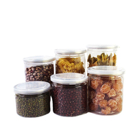 Bocaux en plastique vides pour animaux de compagnie 350 ml 500 ml, boîtes en plastique à ouverture facile pour aliments, biscuits, noix, beurre de cacahuète, bonbons avec couvercles à anneau de traction