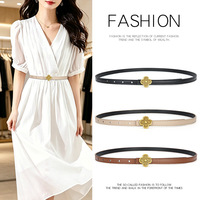 Nouvelle ceinture fine élégante pour femme 2026 avec boucle métallique rétro, accessoire de mode pour la taille, ceinture assortie pour robe de fille