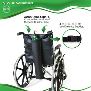 Sac de transport cylindrique standard étanche avec sangles réglables, facile à nettoyer, robuste, pour bouteille d'oxygène, pour fauteuil roulant - Product Image 4