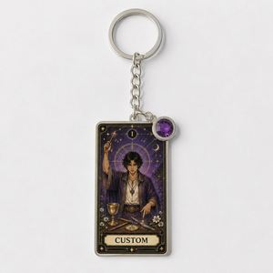 Al por mayor, Colgante de Tarot Personalizado con Piedra de Nacimiento, Estrella, Luna y Mago, para Bolso y Llavero, con temática Mística y Astrológica - Product Image 2