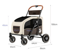 Poussette multifonctionnelle pour animaux de compagnie en acier au carbone à 4 roues pour chiens de taille moyenne à grande, pliable, portable, pour l'extérieur