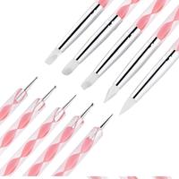 Ensemble de 21 pièces pour nail art en acrylique avec palette de résine, pinceaux à poils personnalisables, virole en aluminium et stylo à points pour extension d'ongles