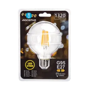 Lampadina LED G95 E27 12W trasparente, ad alta efficienza energetica, ideale per decorazioni e ambienti accoglienti. - Product Image 2