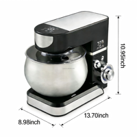Robot pâtissier électrique de cuisine 1300W 5L avec mélangeur planétaire 360°, stable, antidérapant, arrêt automatique intelligent, pour préparation de pâtes et pâtisseries