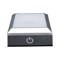 Base de lampe de nuit LED carrée noire et argentée, support d'affichage avec interrupteur tactile, lumières colorées, base lumineuse LED en ABS, pour chambre à coucher
