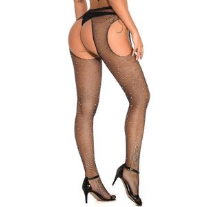 <span class=keywords><strong>Calze</strong></span> <span class=keywords><strong>Sexy</strong></span> da Donna con Strass Lucidi, <span class=keywords><strong>Collant</strong></span> a Rete con Strass e Apertura all'Inguine, Vendita Calda - Product Image 5