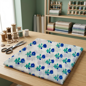 Tela estampada a mano india, hermosa y moderna, con estampado floral hecho a mano, tela de algodón para confección de trajes Salwar, material para hacer vestidos. - Product Image 3