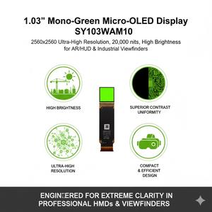 หน้าจอโมโน-กรีน ไมโคร-โอแอลอีดี 1.03 นิ้ว รุ่น SY103WAM10 ความละเอียดสูงพิเศษ ความสว่างสูง 20,000 นิต สำหรับ AR/HUD ระดับอุตสาหกรรม - Product Image 2
